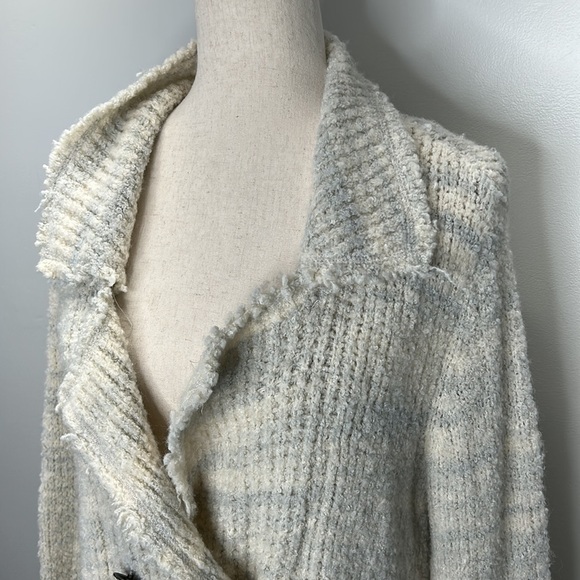 Free People Zebra Yarn Icicle Teddy Sweater Double Breasted Blazer Sz Small - Picture 7 of 12